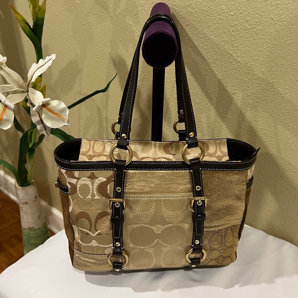COACH Signature Multicolor Patchwork Tote/Shoulder Shopper Bag